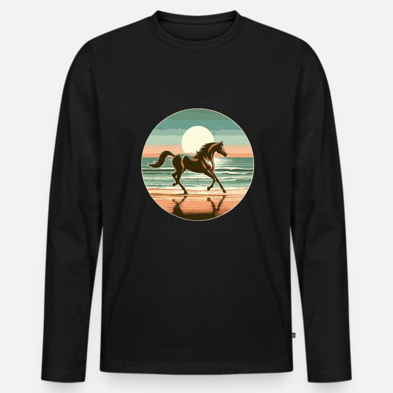 Arabische Pferdekunst - Männer Premium Bio Langarmshirt - Schwarz