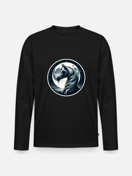Arabische Pferdekunst - Männer Premium Bio Langarmshirt - Schwarz