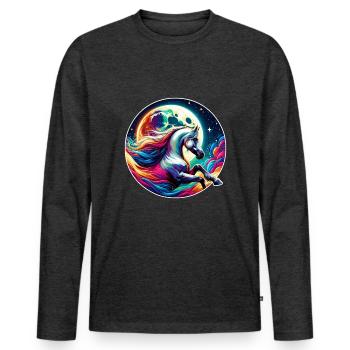 Art du cheval arabe - T-shirt manches longues Premium bio Homme - anthracite chiné - Devant - Nico (187cm)