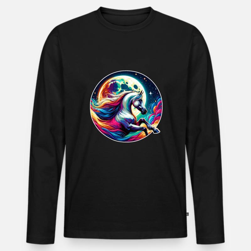 Arabische Pferdekunst - Männer Premium Bio Langarmshirt - Schwarz