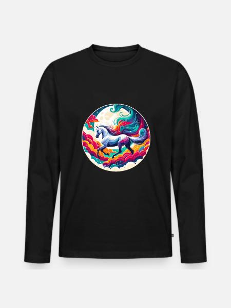 Arabische Pferdekunst - Männer Premium Bio Langarmshirt - Schwarz