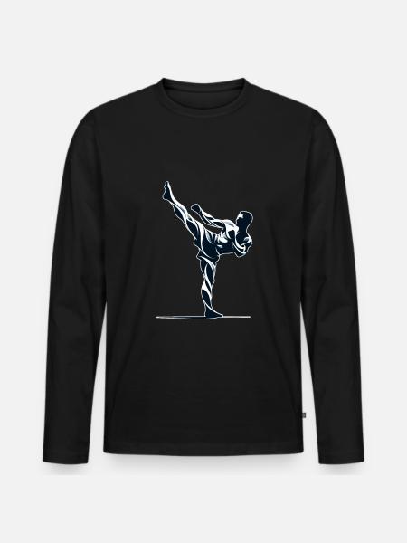 Muay Thai Fighter Design - Men's Premium Organic Long Sleeve Shirt - black