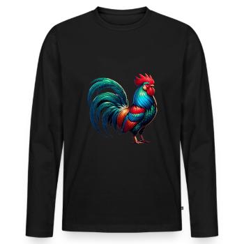 Beautiful Rooster Image - Men's Premium Organic Long Sleeve Shirt - black - Front - Nico (187cm)