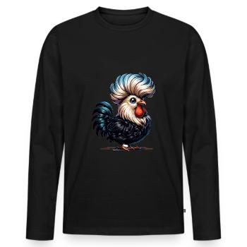 Polnisches Schopfhuhn Polnisches Huhn - Männer Premium Bio Langarmshirt - Schwarz - Vorne - Nico (187cm)