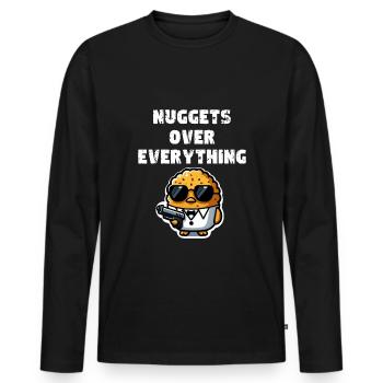 Chicken Nuggets Funny Chicken Nuggets Quote - Men's Premium Organic Long Sleeve Shirt - black - Front - Nico (187cm)