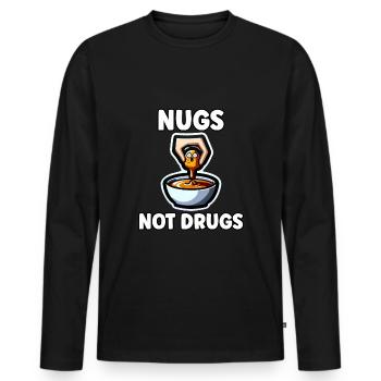 Croquettes de poulet drôle pépite de poulet dessin - T-shirt manches longues Premium bio Homme - noir - Devant - Nico (187cm)