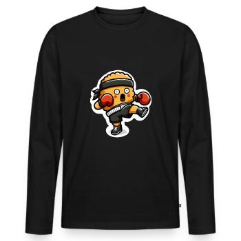 Funny Chicken Nuggets Kickboxing Boxing Lover - Men's Premium Organic Long Sleeve Shirt - black - Front - Nico (187cm)