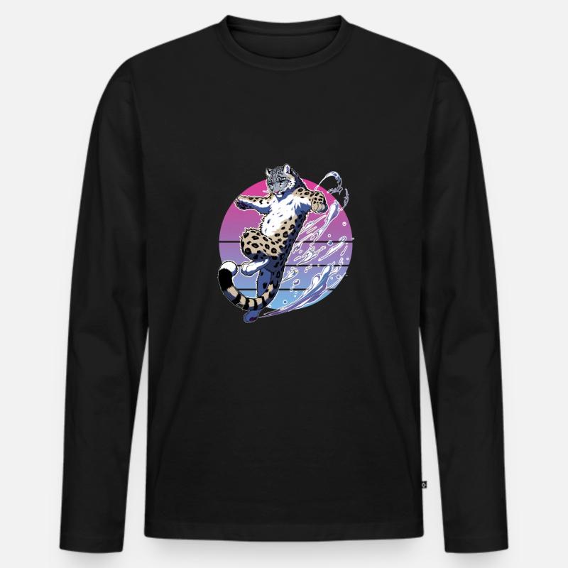 Snow Leopard Leopard White Leopard - Men's Premium Organic Long Sleeve Shirt - black