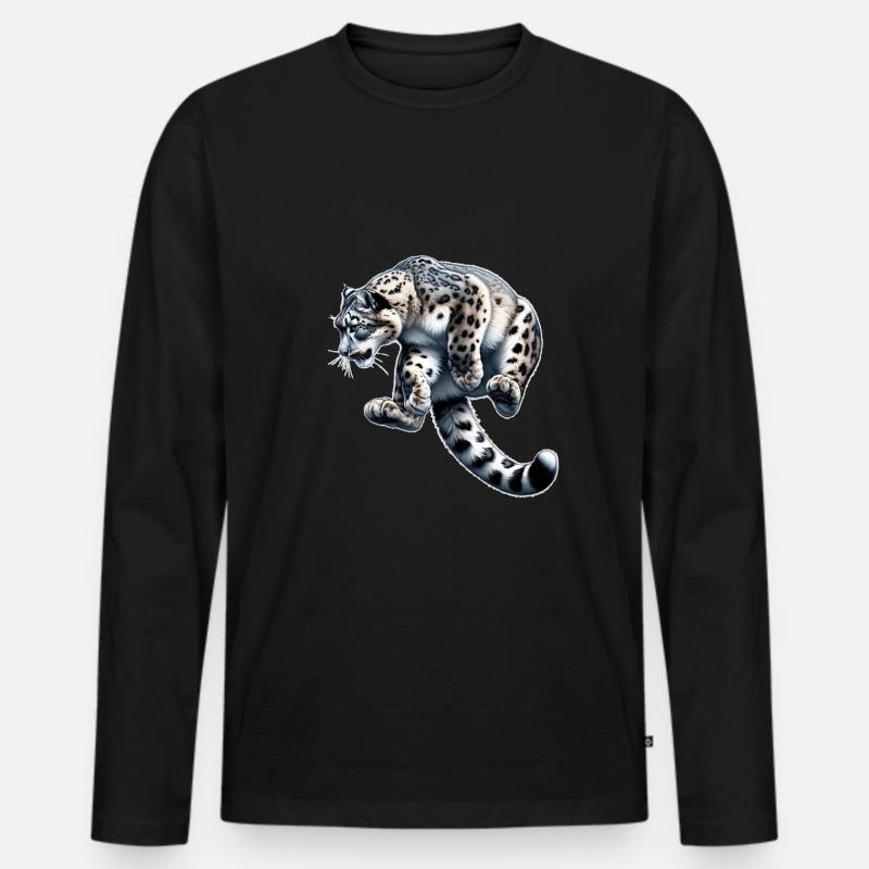 Schneeleopard Leopard Weißer Leopard - Männer Premium Bio Langarmshirt - Schwarz