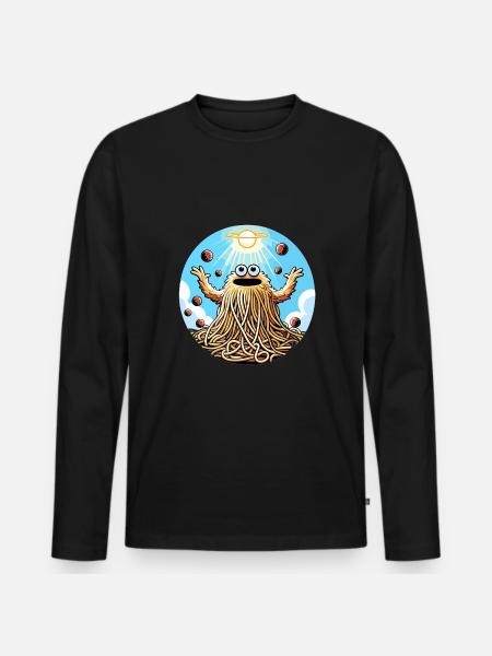 Funny Atheist Flying Spaghetti Monster - Men's Premium Organic Long Sleeve Shirt - black