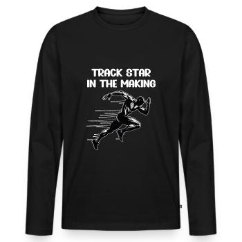 Track Runner Sprinter Sprinting 100m sprinter - Men's Premium Organic Long Sleeve Shirt - black - Front - Nico (187cm)