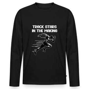 Track Runner Sprinter Sprinting 100m sprinter - Men's Premium Organic Long Sleeve Shirt - black - Front - Nico (187cm)