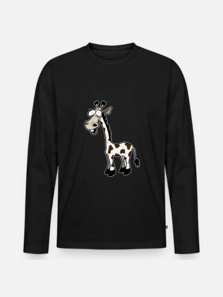 Funny Giraffe Drawn Giraffe - Men's Premium Organic Long Sleeve Shirt - black