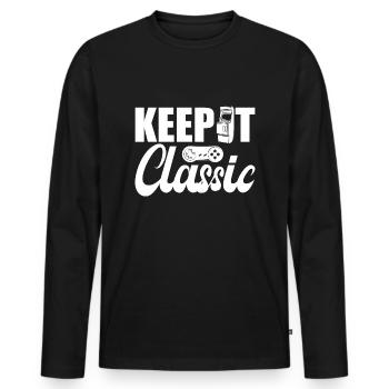 Retro Zocker Sprüche Gaming Geschenk - Männer Premium Bio Langarmshirt - Schwarz - Vorne - Nico (187cm)