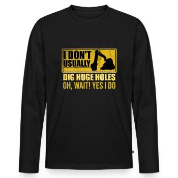 Retro Bagger Spruch Baggerfahrer Baustelle - Männer Premium Bio Langarmshirt - Schwarz - Vorne - Nico (187cm)