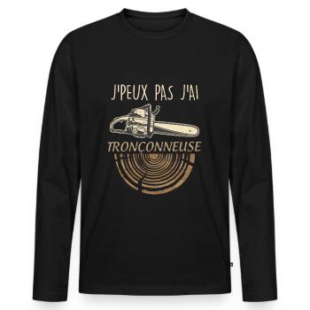 Je peux pas j'ai tronçonneuse - T-shirt manches longues Premium bio Homme - noir - Devant - Nico (187cm)