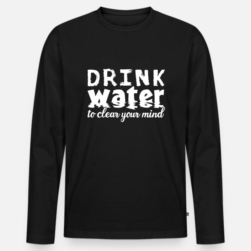 Drink Water - Männer Premium Bio Langarmshirt - Schwarz
