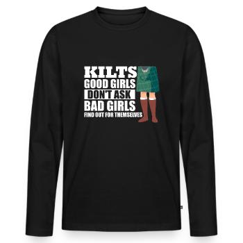 Kilt écossais disant jupe écossaise Écosse - T-shirt manches longues Premium bio Homme - noir - Devant - Nico (187cm)