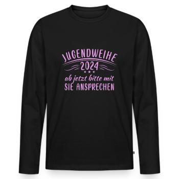 Jugendweihe 2024 Ab Jetzt Bitte Mit Sie Ansprechen - Männer Premium Bio Langarmshirt - Schwarz - Vorne - Nico (187cm)