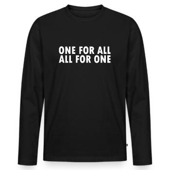 one for all all for one - Men's Premium Organic Long Sleeve Shirt - black - Front - Nico (187cm)