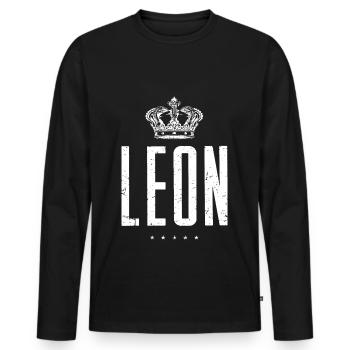 Léon - T-shirt manches longues Premium bio Homme - noir - Devant - Nico (187cm)