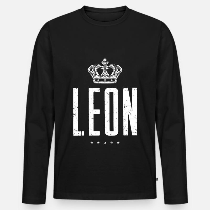 Leon - Männer Premium Bio Langarmshirt - Schwarz