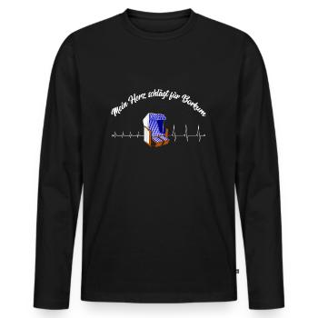 Heartbeat Borkum T-Shirt - Männer Premium Bio Langarmshirt - Schwarz - Vorne - Nico (187cm)