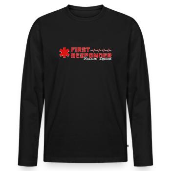Cooles First Responder Rescue Squad Shirt - Männer Premium Bio Langarmshirt - Schwarz - Vorne - Nico (187cm)