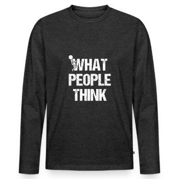 fuck ce que les gens pensent de la provocation de la figure de bâton - T-shirt manches longues Premium bio Homme - anthracite chiné - Devant - Nico (187cm)