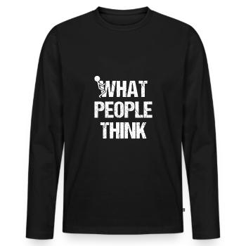 fuck what people think Strichmännchen Provokation - Männer Premium Bio Langarmshirt - Schwarz - Vorne - Nico (187cm)