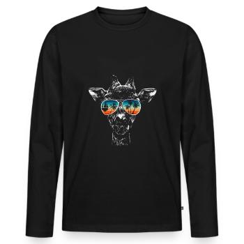 Giraffe mit cooler Sonnen Brille für Urlauber - Männer Premium Bio Langarmshirt - Schwarz - Vorne - Nico (187cm)