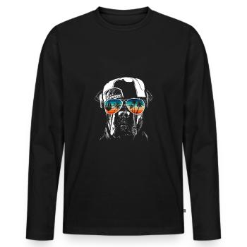 Chien avec des lunettes de soleil cool pour les vacanciers - T-shirt manches longues Premium bio Homme - noir - Devant - Nico (187cm)