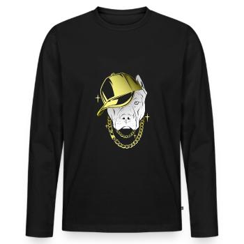 cool dog with cap and gold chain - Men's Premium Organic Long Sleeve Shirt - black - Front - Nico (187cm)