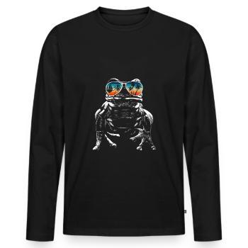 Grenouille avec des lunettes de soleil cool pour les vacanciers - T-shirt manches longues Premium bio Homme - noir - Devant - Nico (187cm)
