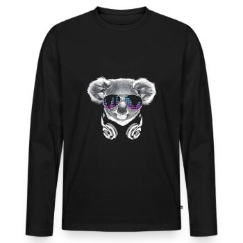 Koala avec casque et lunettes de soleil cool - T-shirt manches longues Premium bio Homme - noir - Devant - Nico (187cm)