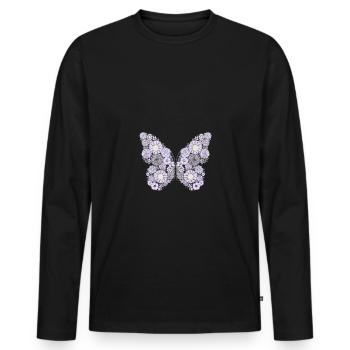 Schmetterling aus Blumen Insekt Schwarm Falter - Männer Premium Bio Langarmshirt - Schwarz - Vorne - Nico (187cm)