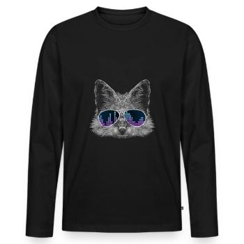 Fox avec écouteurs et lunettes d’égaliseur cool - T-shirt manches longues Premium bio Homme - noir - Devant - Nico (187cm)
