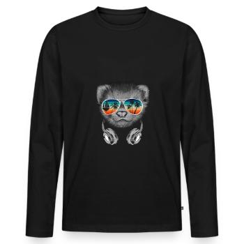 Ferret with cool sunglasses for vacationers - Men's Premium Organic Long Sleeve Shirt - black - Front - Nico (187cm)