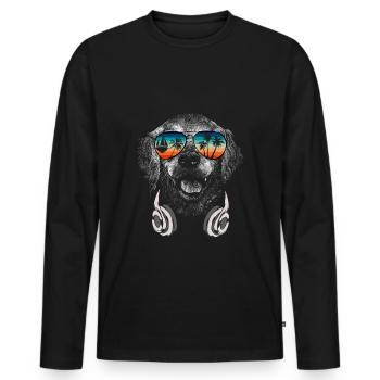 Chien avec des lunettes de soleil fraîches pour les vacanciers - T-shirt manches longues Premium bio Homme - noir - Devant - Nico (187cm)