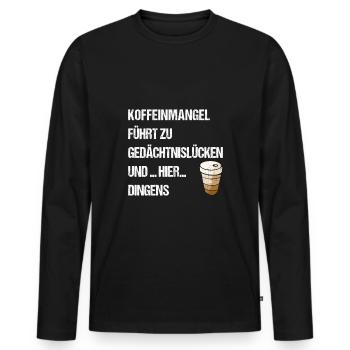 Koffeinmangel führt zu Gedächtnislücken - Männer Premium Bio Langarmshirt - Schwarz - Vorne - Nico (187cm)
