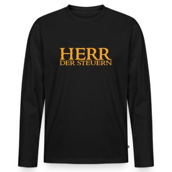 Herr Der Steuern - Steuerberater Steuern Spruch - Männer Premium Bio Langarmshirt - Schwarz - Vorne - Nico (187cm)
