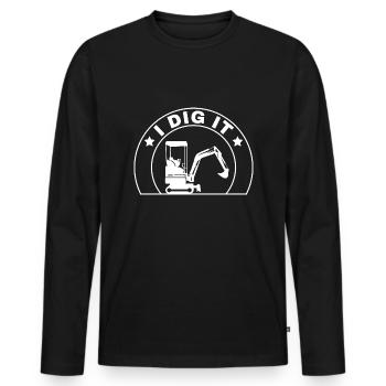 Retro Bagger Spruch Baggerfahrer Baustelle - Männer Premium Bio Langarmshirt - Schwarz - Vorne - Nico (187cm)