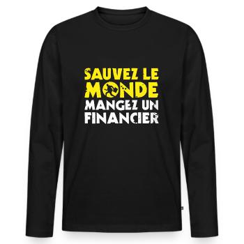 Révolution destruction protection de la planète - T-shirt manches longues Premium bio Homme - noir - Devant - Nico (187cm)