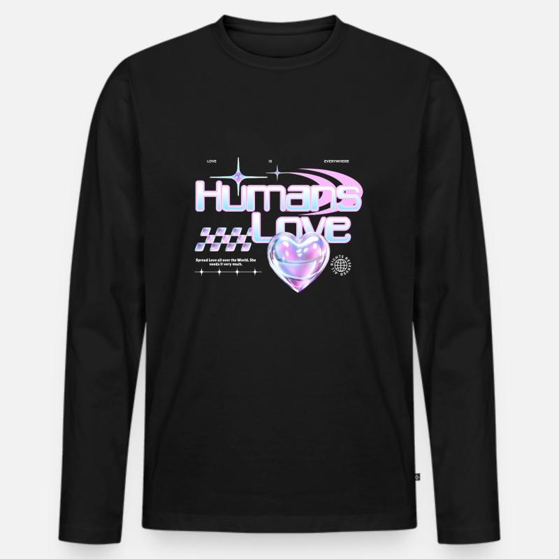 Menschen Liebe - Männer Premium Bio Langarmshirt - Schwarz