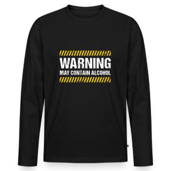 Warning May Contain Alcohol - Men's Premium Organic Long Sleeve Shirt - black - Front - Nico (187cm)