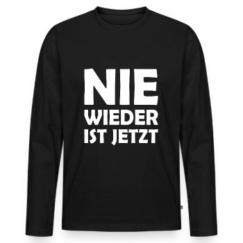 Nie wieder ist jetzt - Männer Premium Bio Langarmshirt - Schwarz - Vorne - Nico (187cm)