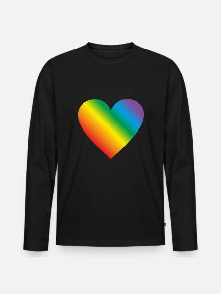 Lgbt Regenbogen Herz - Männer Premium Bio Langarmshirt - Schwarz