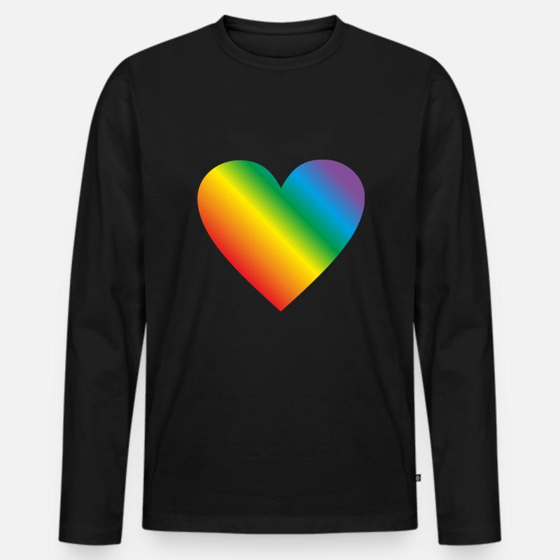 Lgbt Regenbogen Herz - Männer Premium Bio Langarmshirt - Schwarz
