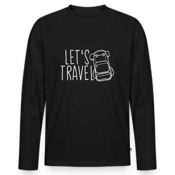 Let's Travel Backpack - Männer Premium Bio Langarmshirt - Schwarz - Vorne - Nico (187cm)