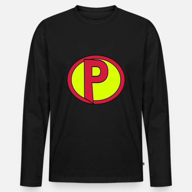 Super, Superheld, Superheldin, Hero, P - Männer Premium Bio Langarmshirt - Schwarz